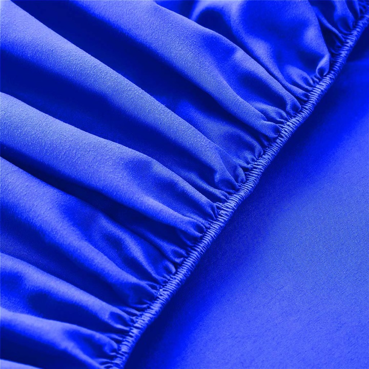 Cearceaf de pat, KOMA, bumbac, jersey gros, elastic, albastru, 120x200cm