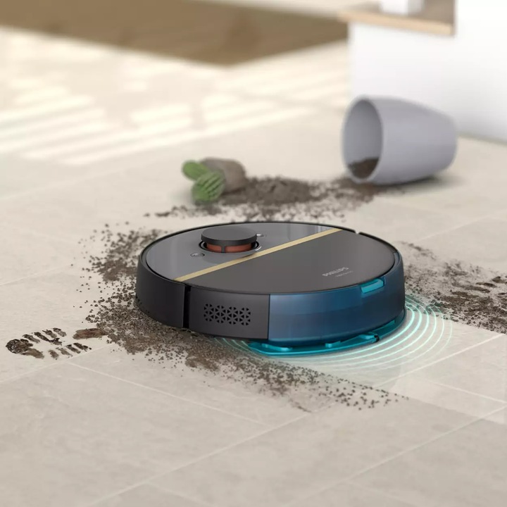 Робот прахосмукачка Philips серия 7000 Aqua XU7100/01, Прахосмукачка и моп, Автоматична изпразваща станция, Вибриращ моп, Черен