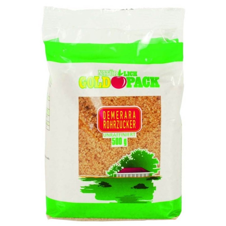 Barna Demerara cukor Goldpack, 500 g