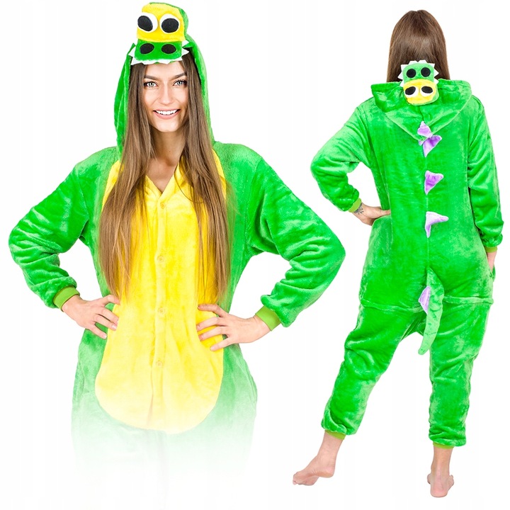 Sárkányruha, jelmez, Onesie, mikroszálas, L, zöld/sárga