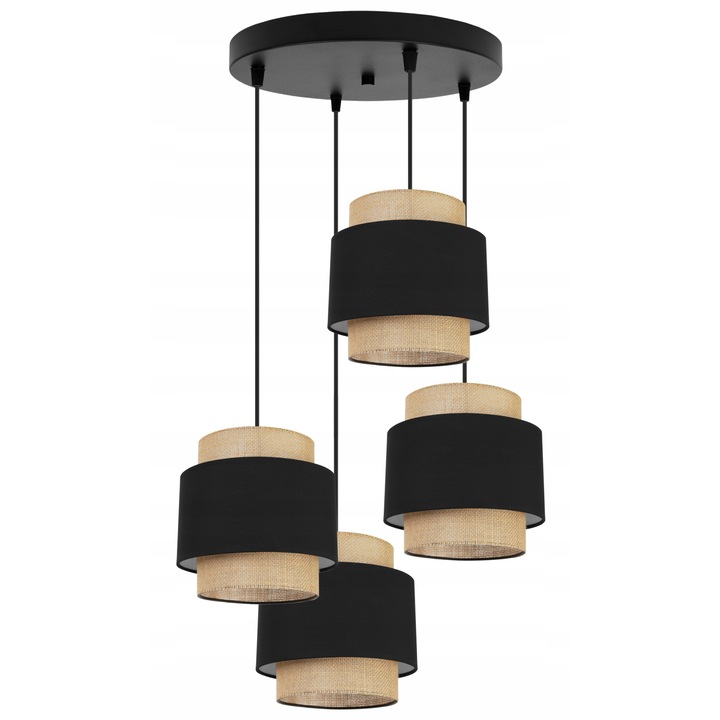 Полилей за тавана, Light Home, Metal/Iute, 95 см, черен/бежов