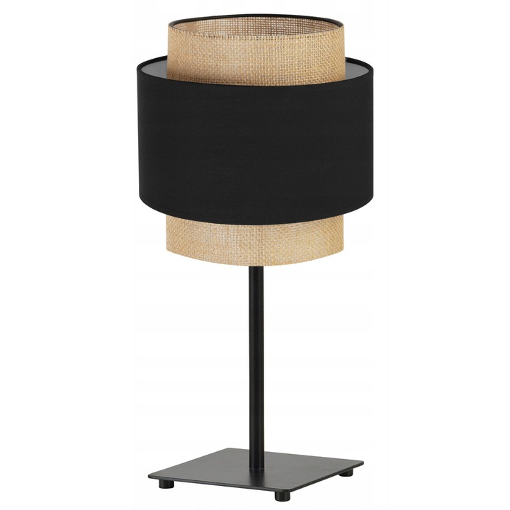 Lampa de noptiera, LightHome, Boho, cu abajur, E27, 230V, 47cm, 20 cm, 1 punct de lumina, Negru/Bej