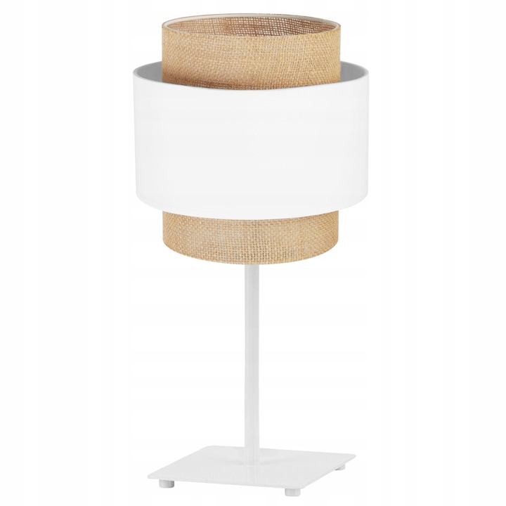 Lampa de noptiera, LightHome, Boho, cu abajur, E27, 230V, 47cm, 20 cm, 1 punct de lumina, Alb/Bej