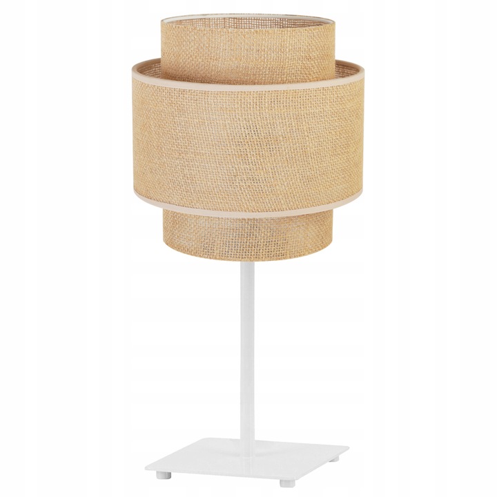Lampa de noptiera, LightHome, Boho, cu abajur, E27, 230V, 47cm, 20 cm, 1 punct de lumina, Bej/Alb