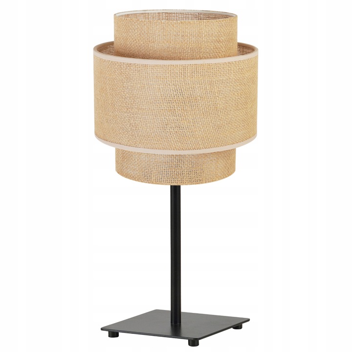 Lampa de noptiera, LightHome, Boho, cu abajur, E27, 230V, 47cm, 20 cm, 1 punct de lumina, Bej/Negru