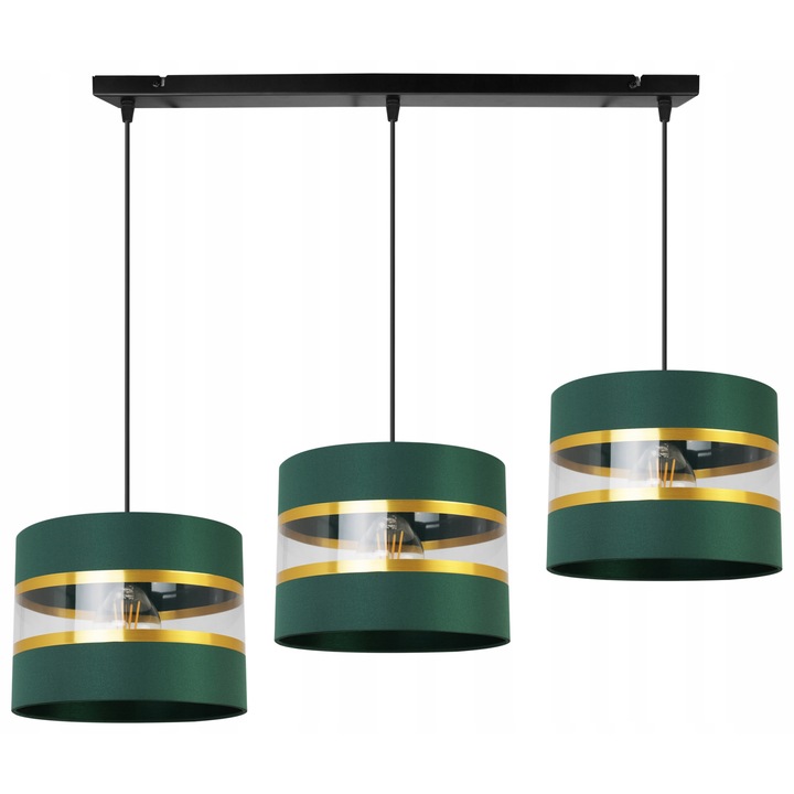 Таванен полилей, Light Home, Метал, 90 см, Черен/Зелен