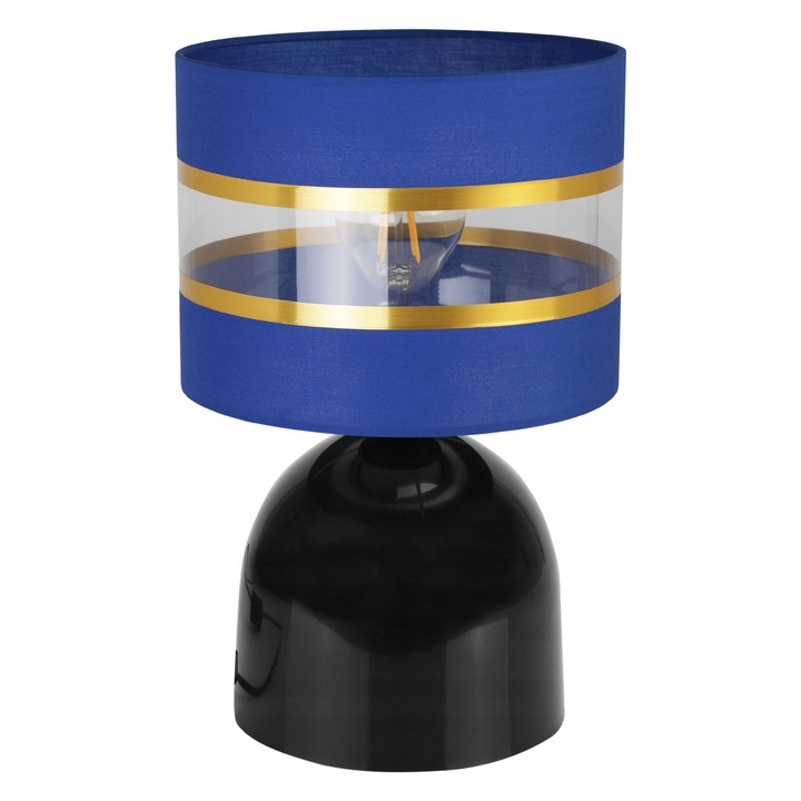 Lampa de noptiera, LightHome, Elegance Gold, cu abajur, E27, 230V, 30cm, 20 cm, 1 punct de lumina, Albastru marin/Negru