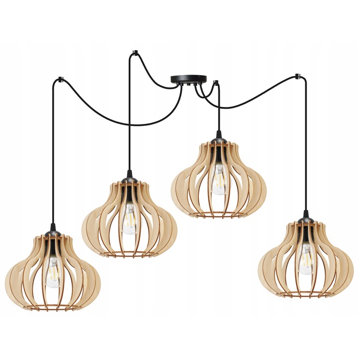 Полилей, Light Home, дърво, E27, 200 см, черно/бежово