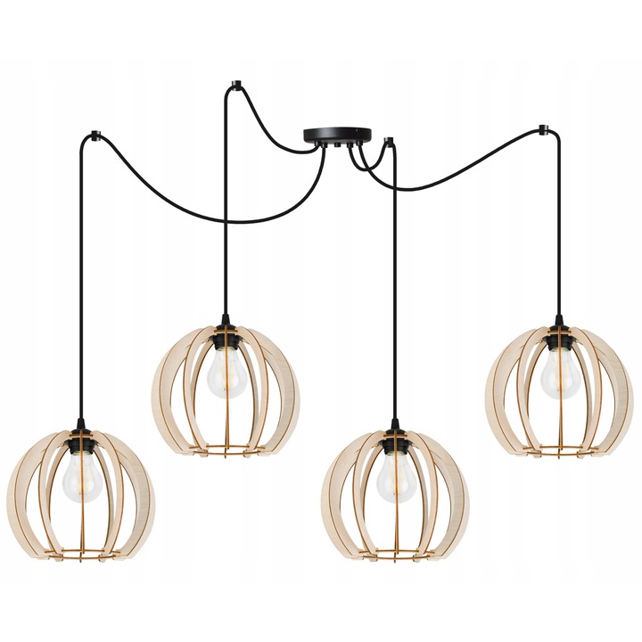 Полилей, Light Home, дърво, E27, 200 см, черно/бежово