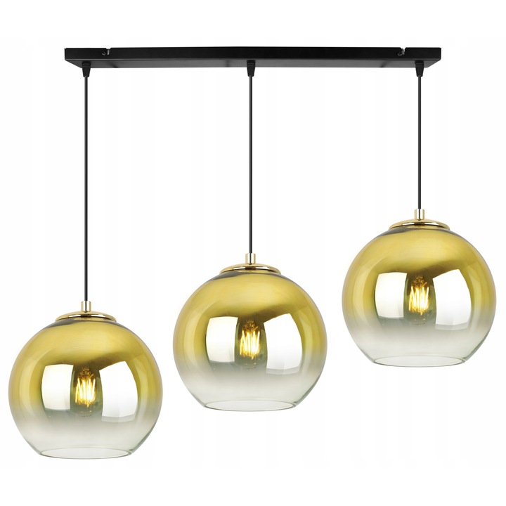 Полилей Light Home, Метал/Стъкло, 92 см, E27, Златист/Прозрачен