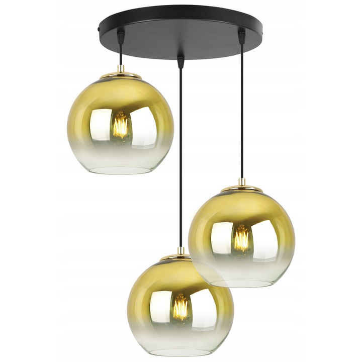 Полилей, Light Home, Метал/Стъкло, 92 см, E27, Златен/Прозрачен