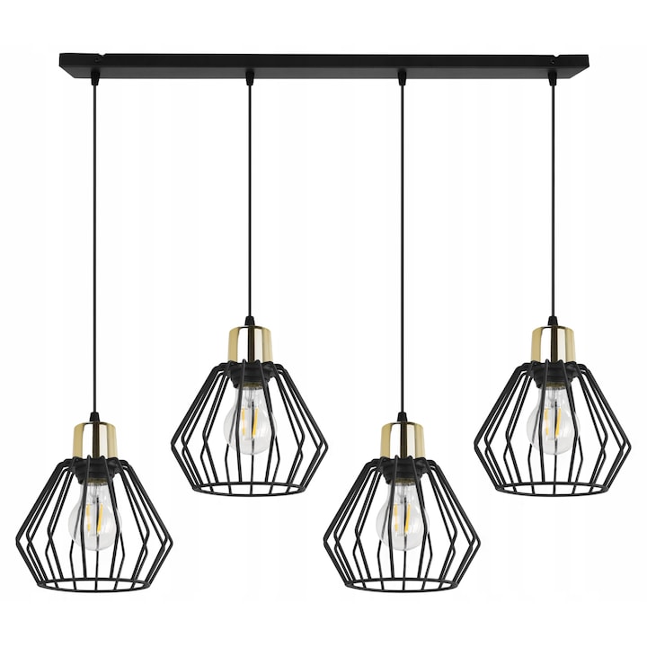 Полилей, Light Home, Метал, 89 см, E27, Черен/Златен