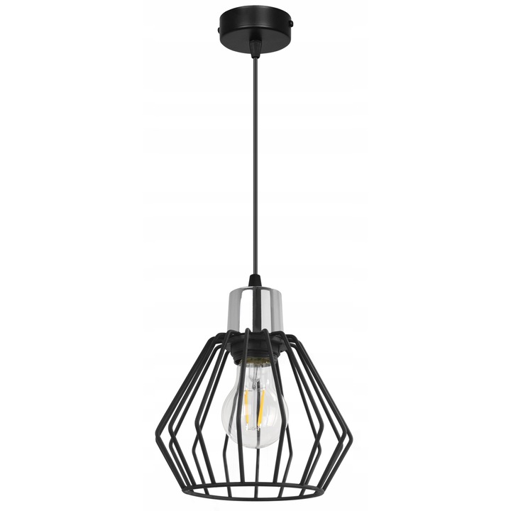 Plafoniera suspendata, LightHome, Nuvola, Retea de alimentare, 60 W, 1 punct de lumina, 18 cm, 89 cm, E27, metal, Crom/Negru