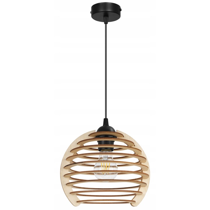 Pendul, LightHome, Metal/Lemn, 96cm, E27, Negru/Bej