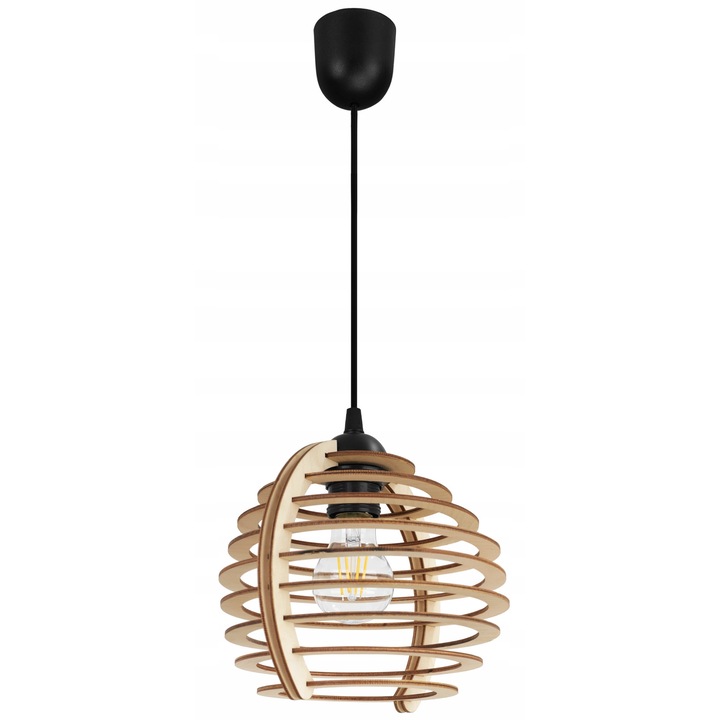 Pendul, Light Home, Metal/Lemn, 96 cm, E27, Negru/Bej