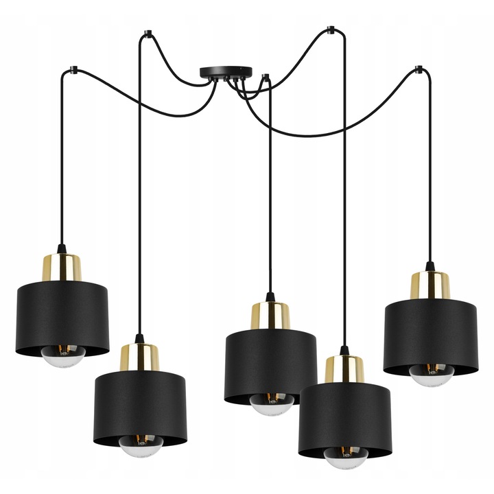 Csillár, Light Home, Fém, 200 cm, E27, Fekete/Arany