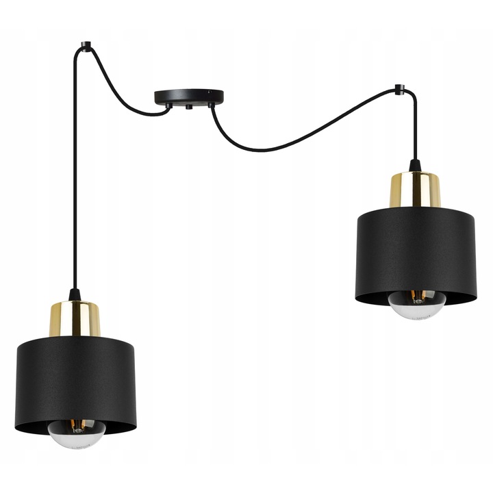 Csillár, Light Home, Fém, 200 cm, E27, Fekete/Arany