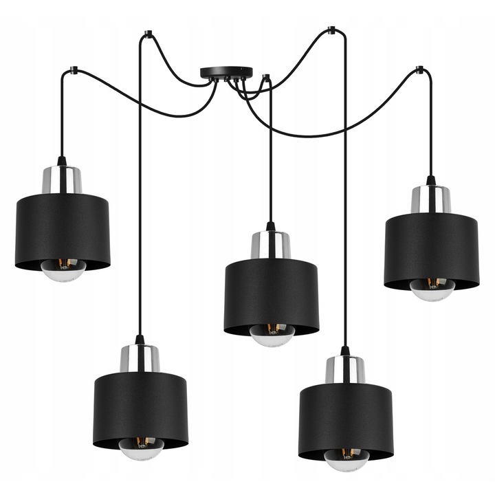 Csillár, Light Home, Fém, 200 cm, E27, Fekete/Ezüst