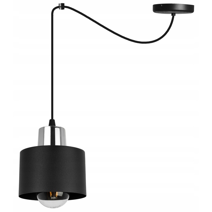 Medál, Light Home, Fém, 200 cm, E27, Fekete/Ezüst