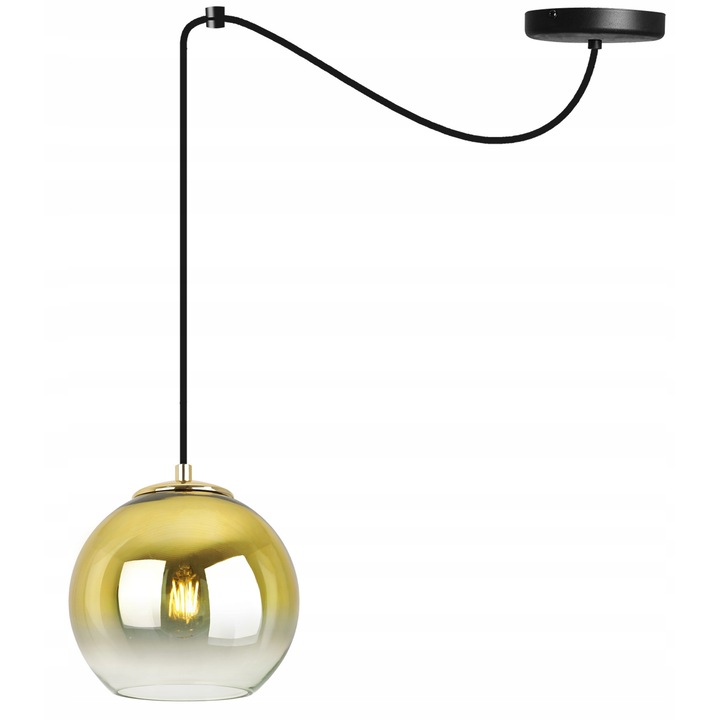 Medál, Világos Otthon, Fém/Üveg, 200 cm, Fekete/Átlátszó/Arany