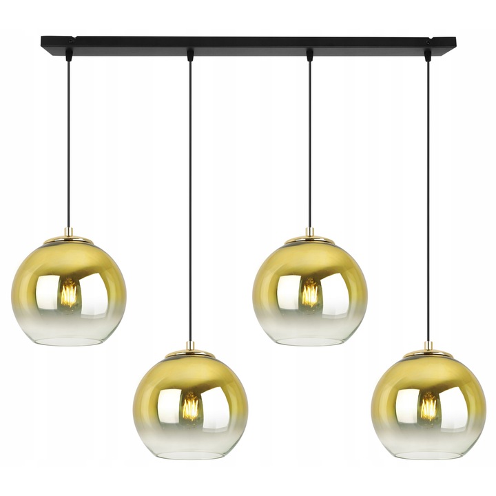 Полилей, Light Home, Метал/Стъкло, 87 см, E27, Златист/Прозрачен