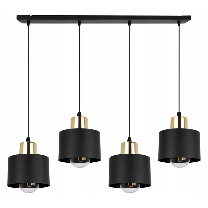 Lustra, Light Home, Metal, 104 cm, E27, Negru/Auriu
