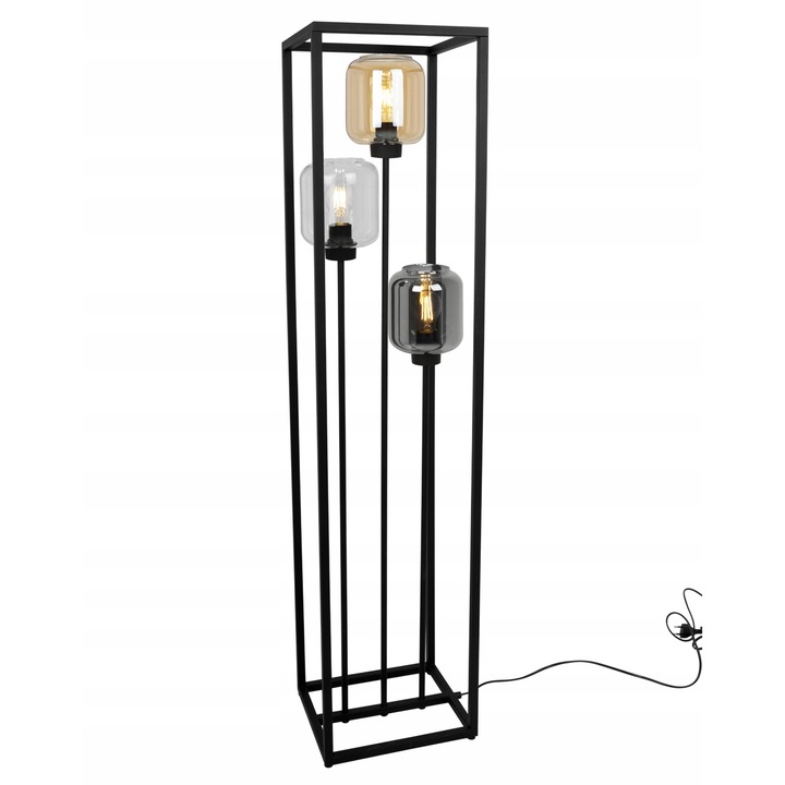 Lampa de podea, Light Home, Metal/Sticla, 130cm, Negru