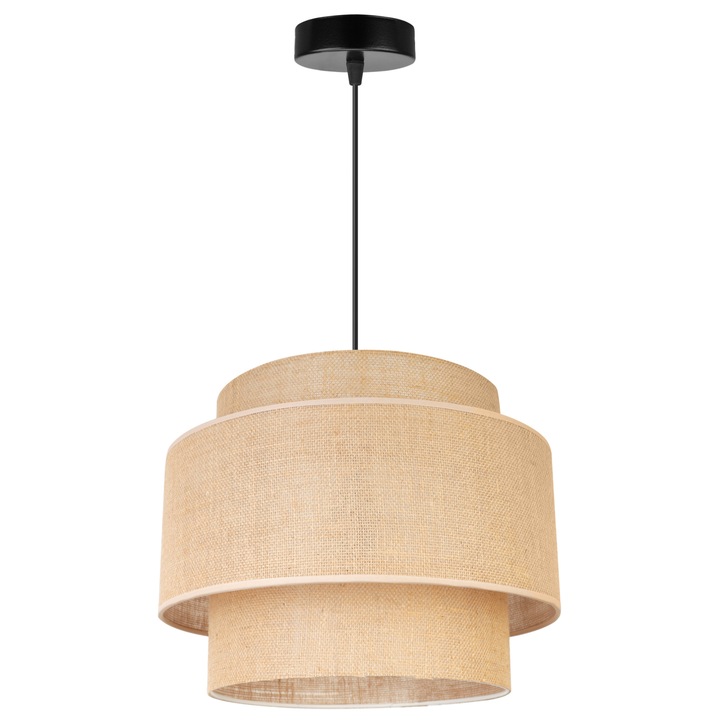 Light Home Boho mennyezeti lámpa, Juta/Fém, 104 cm, Fekete/Bézs