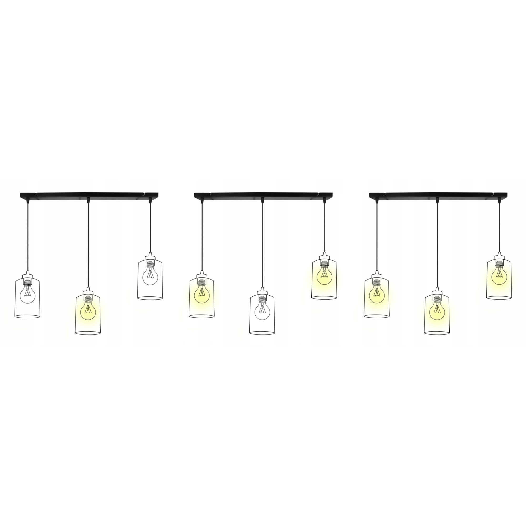 Light Home Modern mennyezeti lámpa, három lámpaernyővel, Fém, LED, 104