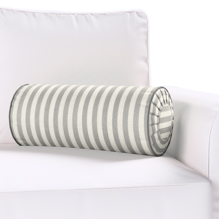 Възглавница с плисета, Dekoria, 20 x 50 см, Цилиндричен модел, Сива