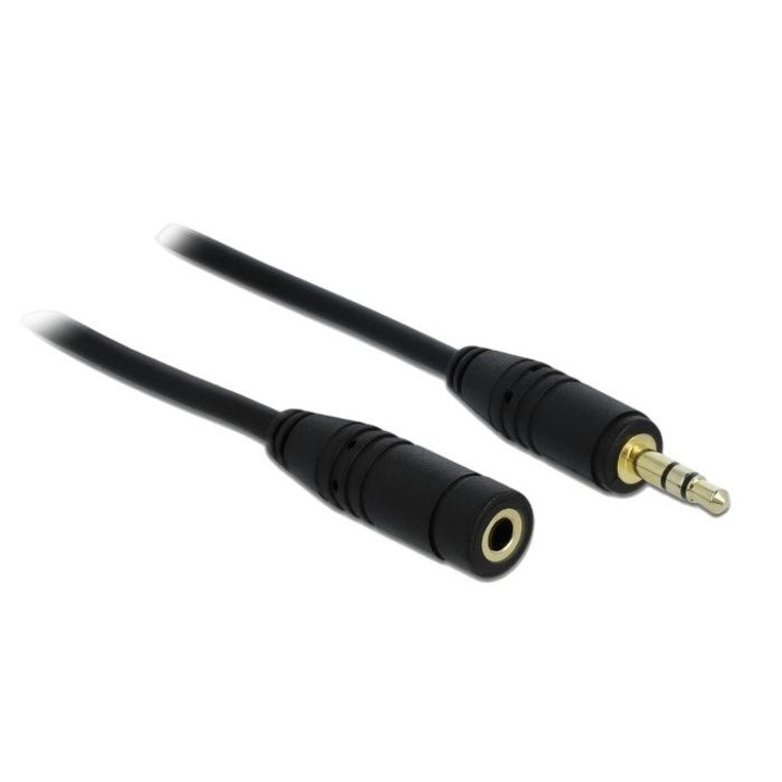 Cablu mufa stereo, DeLock, 3,5 mm 3 pini tata > mama, 1 m, Negru 83764