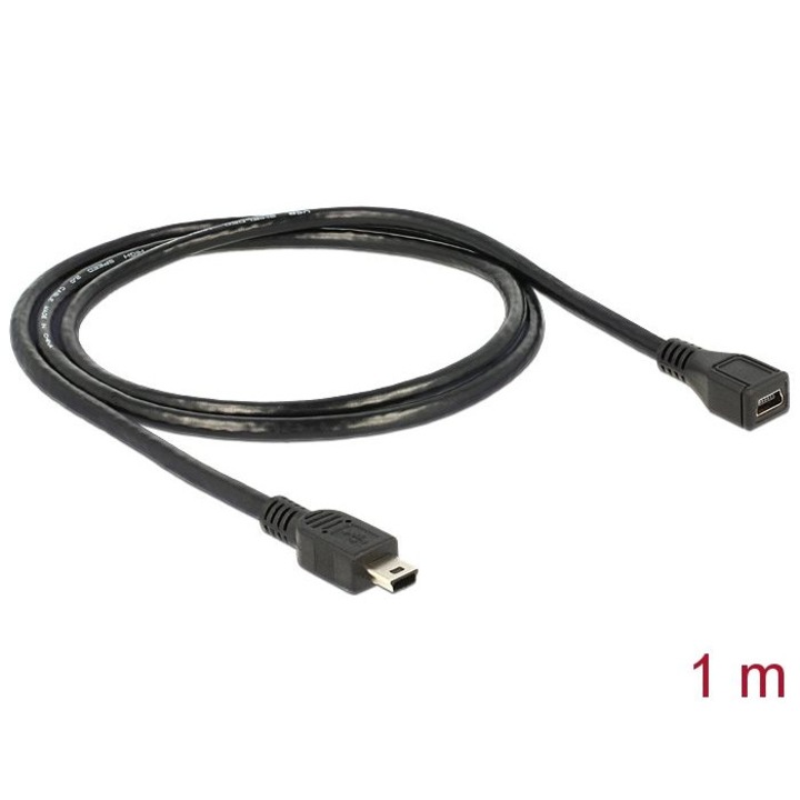 DeLock Kábel USB 2.0 mini-B Extension Apa/Anya 1m Fekete, Kábel