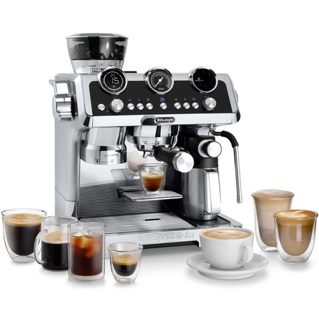Ръчна еспресо машина De'Longhi La Specialista Maestro EC 9865.M, 1450W, Студена екстракция, Кана за мляко с технология LatteCrema, 2.5 л, 19 бара, Сребрист