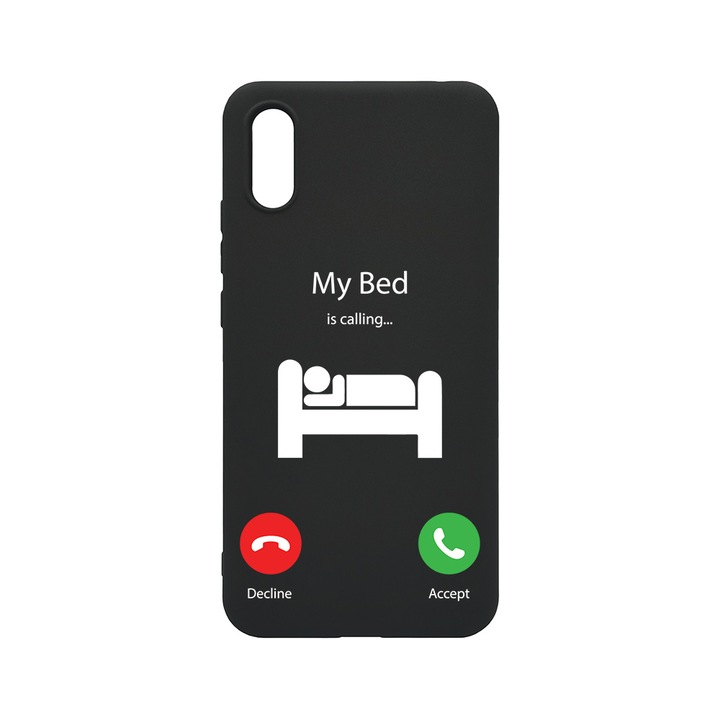 Силиконов калъф BestCase за Xiaomi Redmi 9A / Redmi 9AT, My Bed Is Calling, 0.8MM Slim, Camera Protection, Black Silicon Series, B 945