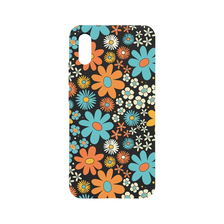 Силиконов калъф BestCase за Xiaomi Redmi 9A / Redmi 9AT, Spring Flowers, 0.8MM Slim, Camera Protection, Black Silicon Series, B 967