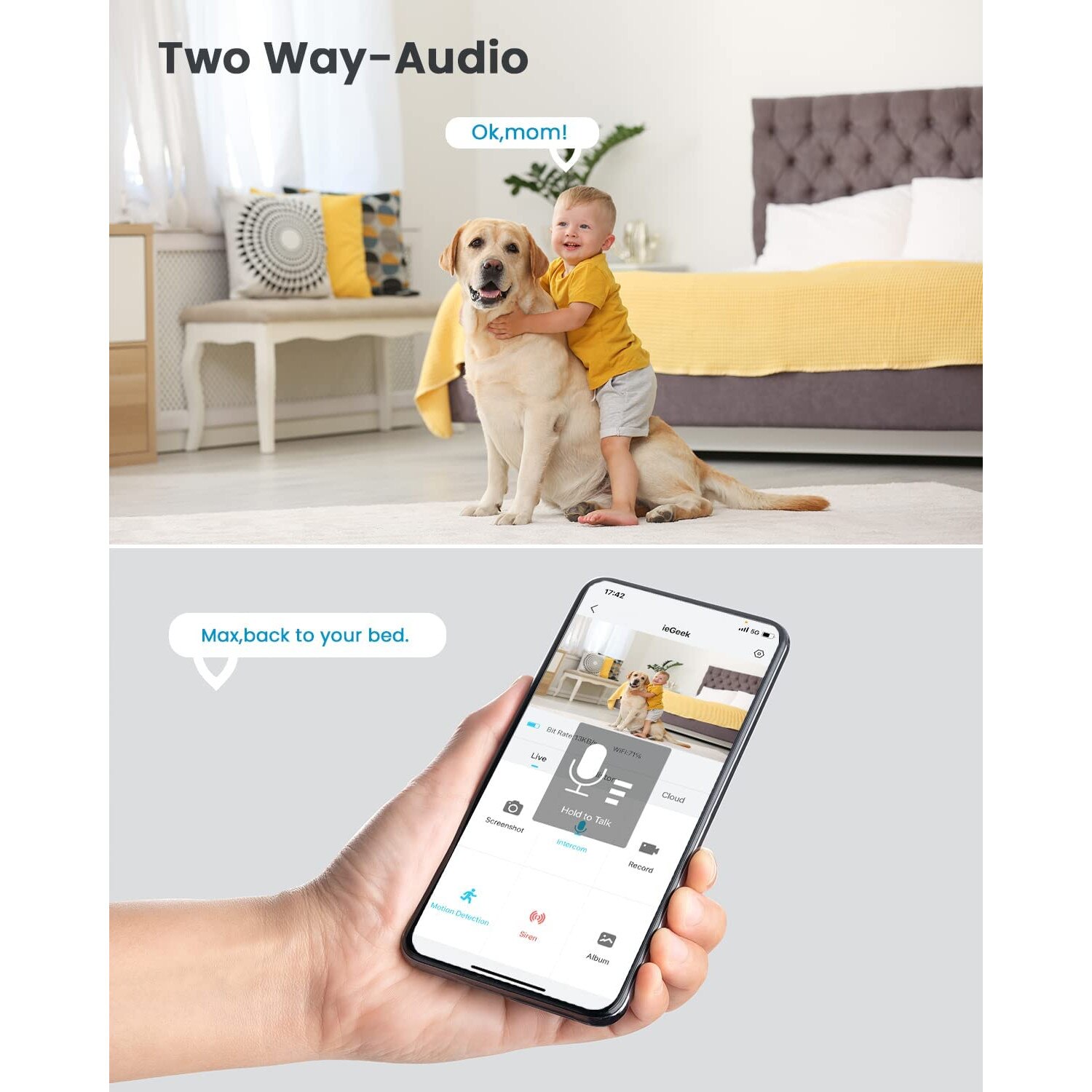 Camera de securitate pentru interior fara fir, IeGeek, 1080P, Night ...