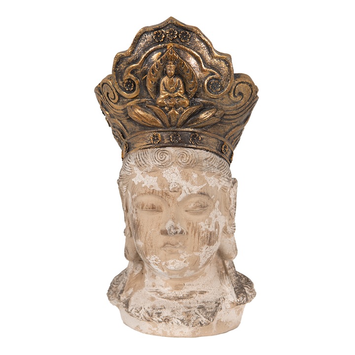 Barna Buddha figura, gyanta, 12x9x22 cm