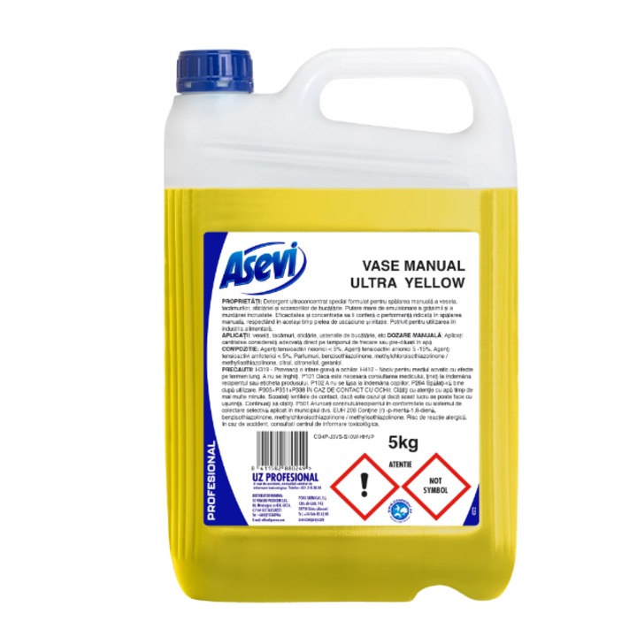 Препарат за съдове Ultra Yellow Asevi, Професионален, 5 кг