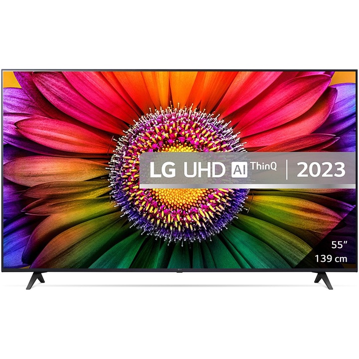 Televizor LG LED 55UR80003LJ, 139 cm, Smart, 4K Ultra HD, Telecomanda Magic Motion, Clasa G (Model 2023)