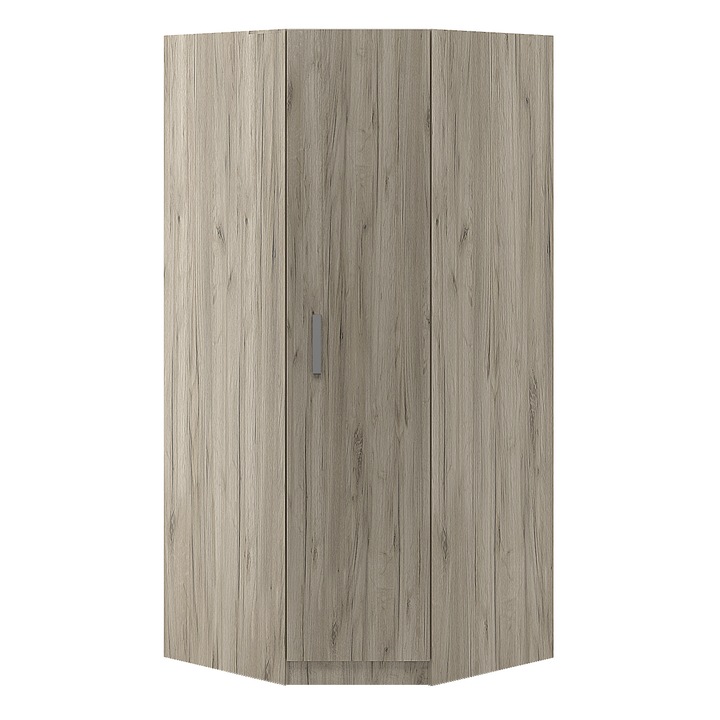 Dulap colt Asaro Top, dimensiuni 40x80-80x180 cm, 4 rafturi , bara umerase, culoare stejar gri