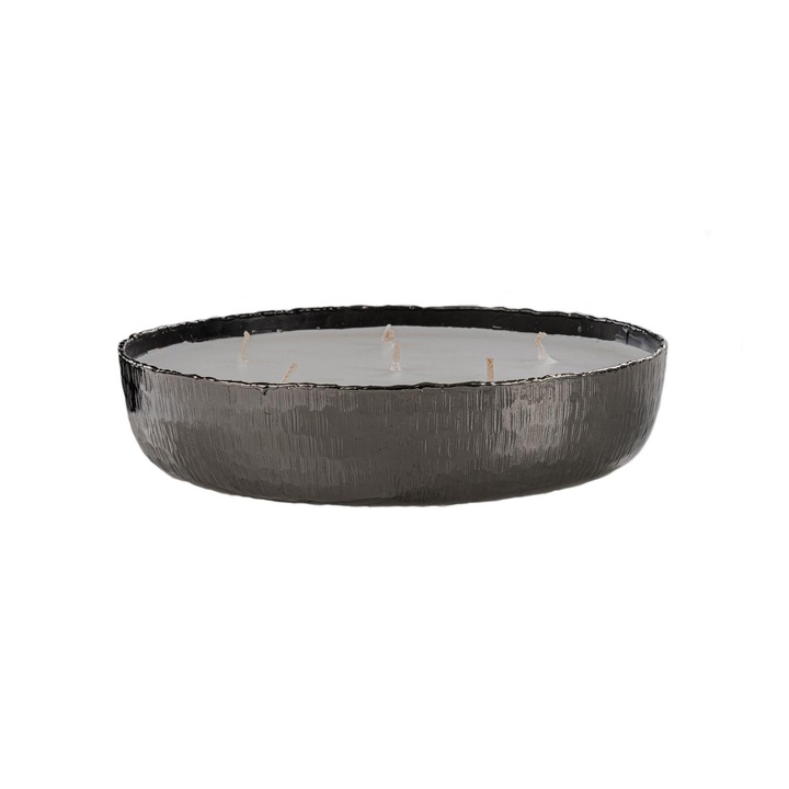 Lumanare decorativa, Fleur Ami, in suport metalic, cu sase fitile, 19×5 cm antracit