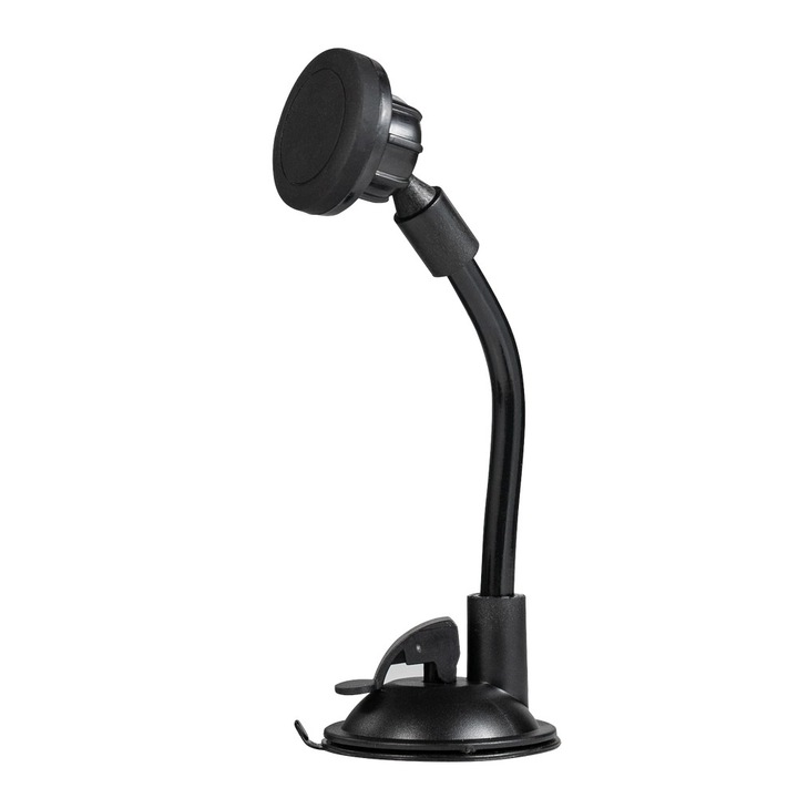 Suport auto Spacer, bord sau geam cu ventuza magnetic flexibil rotire 360, Negru