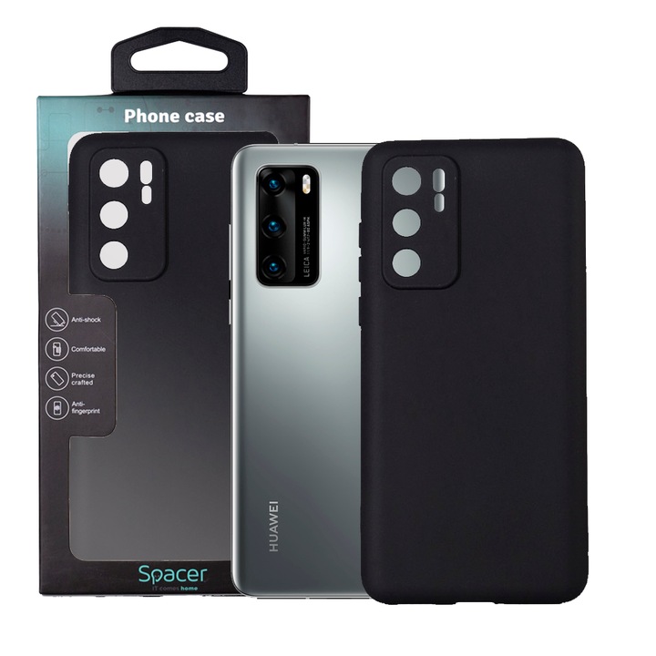 Husa de protectie Spacer pentru Huawei P 40, material flexibil TPU, Negru