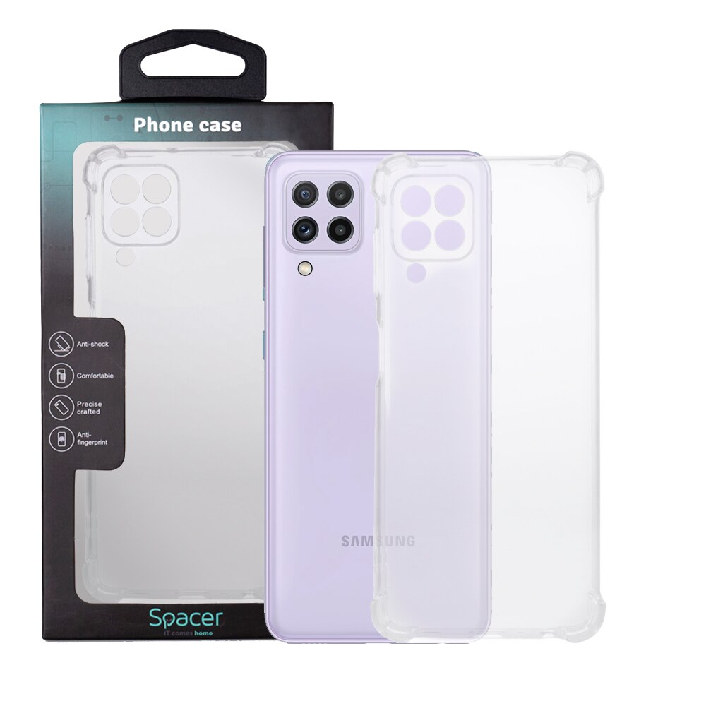Husa de protectie Spacer pentru Samsung Galaxy A22 4G, material flexibil TPU, Transparenta