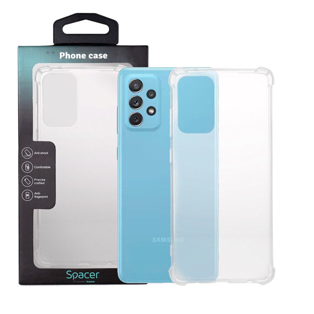 Husa de protectie Spacer pentru Samsung Galaxy A72, material flexibil TPU, Transparenta