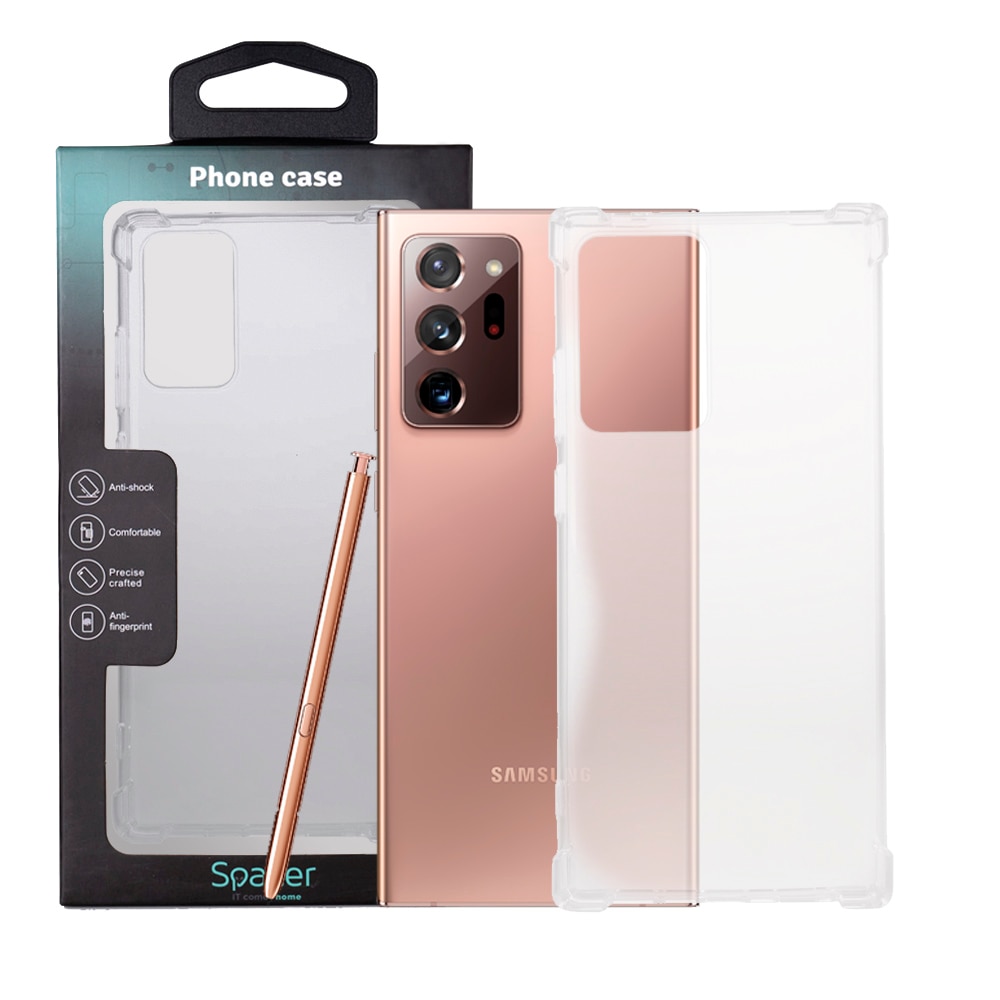 Husa de protectie Spacer pentru Samsung Galaxy Note 20 Ultra, protectie suplimentara antisoc la coltur material flexibil TPU, Transparenta