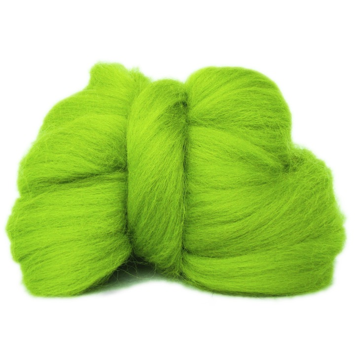 Lana de oaie, 7 cm, Verde deschis, 10g