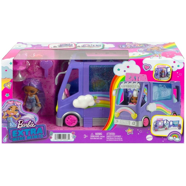 Barbie Extra baba, Mini turistabusz mini babával, 32 x 11 x 17 cm - eMAG.hu