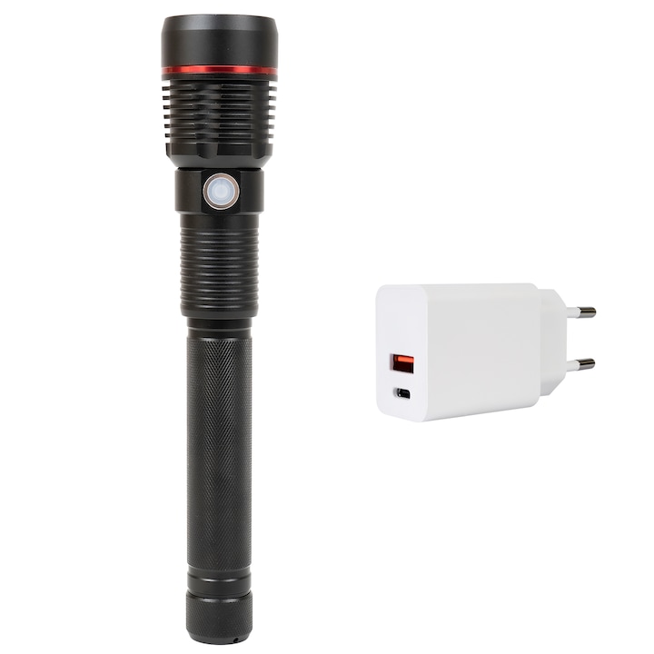 Фенер PNI Adventure F450, LED, 20W, 1500 лумена, Функция BOOST, 4400 mAh Li-Ion, IPX5, aлуминий, с зарядно PNI CHG300 с USB-C порт включено