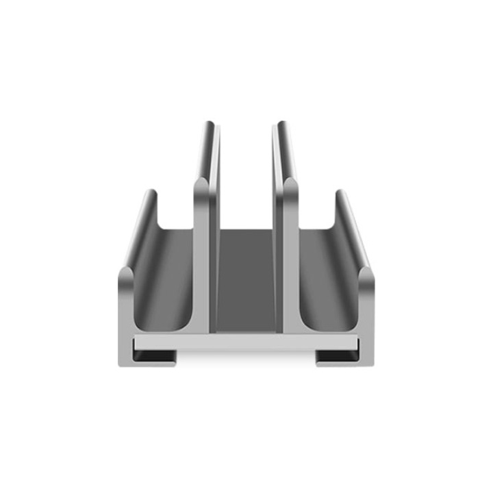 Stand Vertical, Cu 3 compartimente, NAXSIR, Protectie Aluminiu, Covoras Non-Alunecos, Pentru Laptop, Telefon, Tableta, 150x65x47 mm, Argintiu